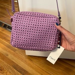Nwt Clare V lavender midi sac rattan bag